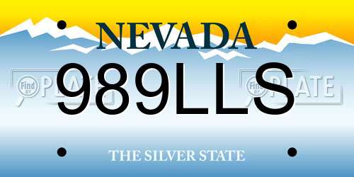 989LLS Nevada License Plate