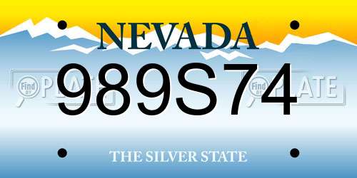 989S74 Nevada License Plate