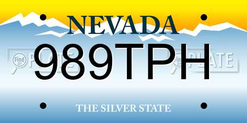989TPH Nevada License Plate