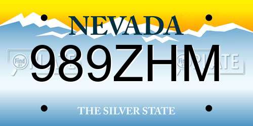 989ZHM Nevada License Plate