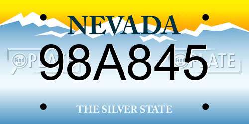 98A845 Nevada License Plate