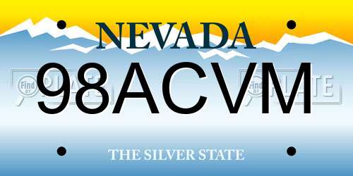 98ACVM Nevada License Plate