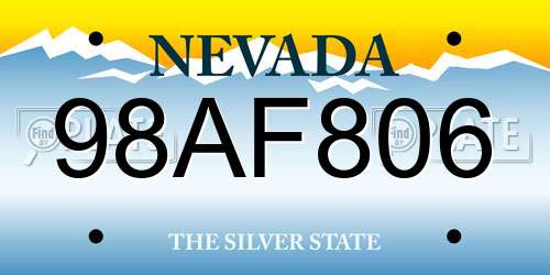 98AF806 Nevada License Plate