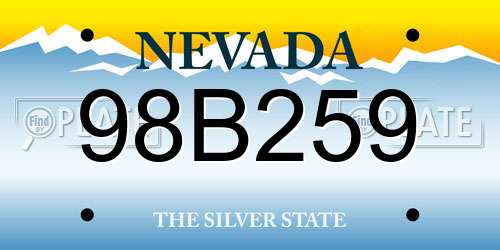 98B259 Nevada License Plate
