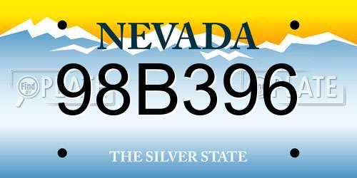 98B396 Nevada License Plate
