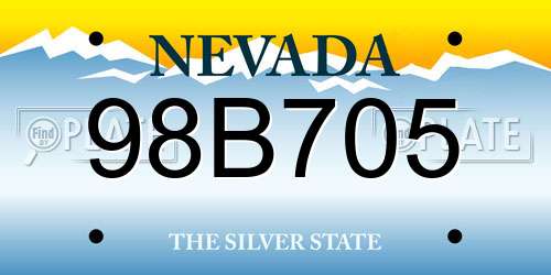 98B705 Nevada License Plate