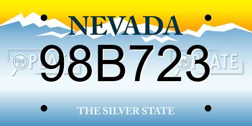 98B723 Nevada License Plate