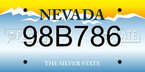 98B786 Nevada License Plate