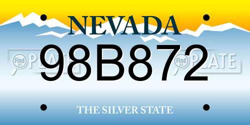 98B872 Nevada License Plate