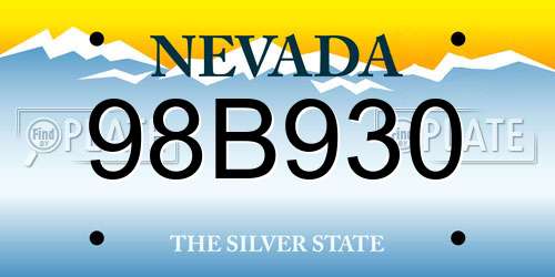 98B930 Nevada License Plate