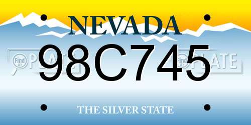98C745 Nevada License Plate