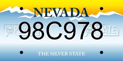 98C978 Nevada License Plate