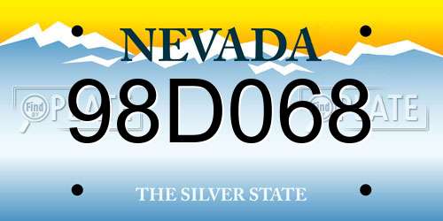 98D068 Nevada License Plate