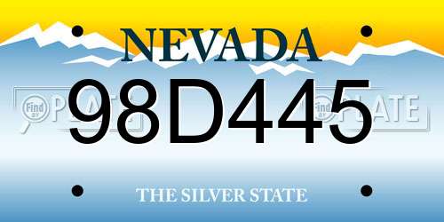 98D445 Nevada License Plate