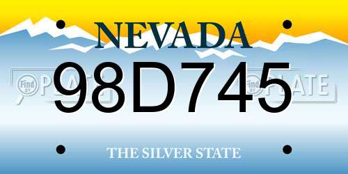 98D745 Nevada License Plate