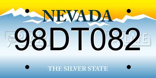 98DT082 Nevada License Plate