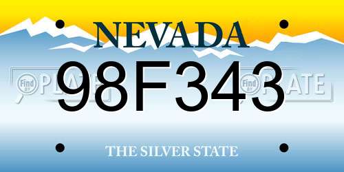 98F343 Nevada License Plate