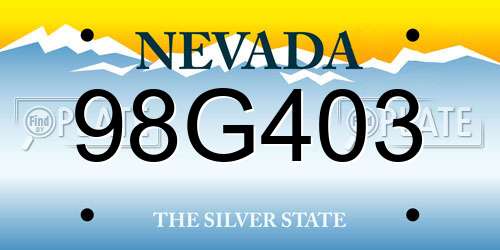 98G403 Nevada License Plate