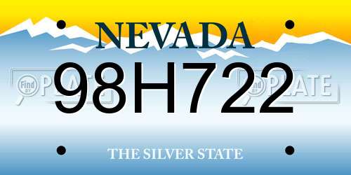 98H722 Nevada License Plate