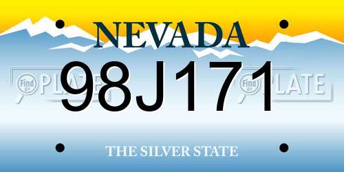 98J171 Nevada License Plate
