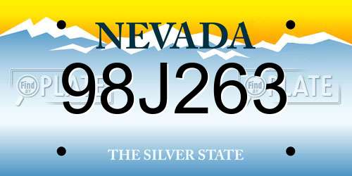 98J263 Nevada License Plate