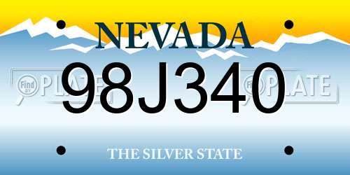 98J340 Nevada License Plate