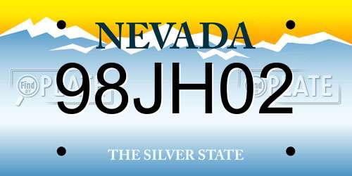 98JH02 Nevada License Plate