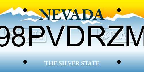 98PVDRZM Nevada License Plate