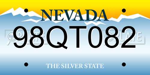 98QT082 Nevada License Plate