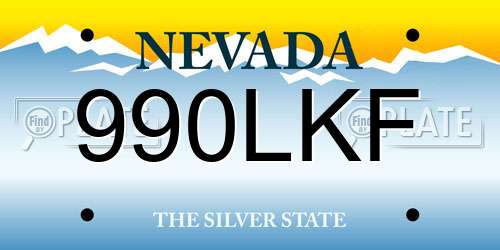 990LKF Nevada License Plate