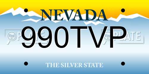 990TVP Nevada License Plate