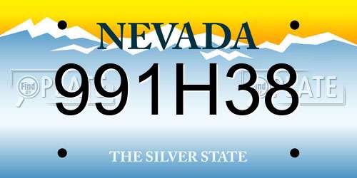 991H38 Nevada License Plate