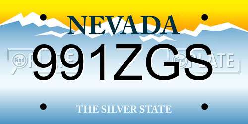 991ZGS Nevada License Plate