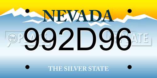 992D96 Nevada License Plate