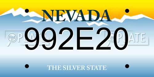 992E20 Nevada License Plate