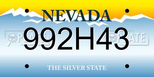 992H43 Nevada License Plate