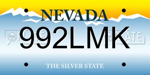 992LMK Nevada License Plate