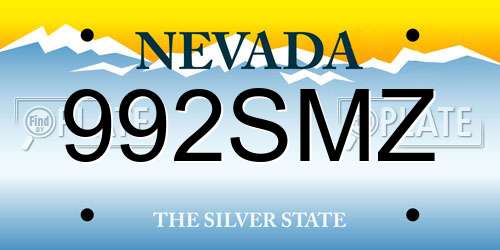 992SMZ Nevada License Plate