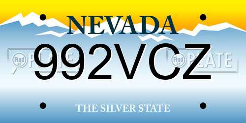 992VCZ Nevada License Plate
