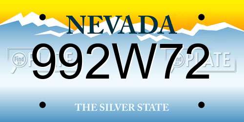992W72 Nevada License Plate