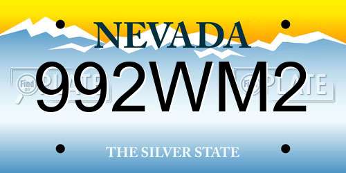 992WM2 Nevada License Plate