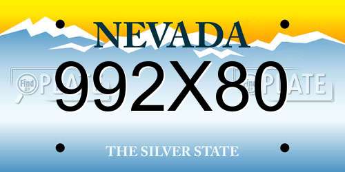 992X80 Nevada License Plate