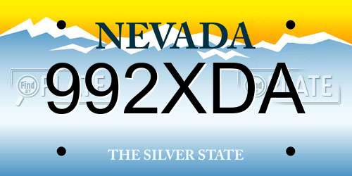 992XDA Nevada License Plate
