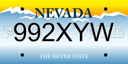 992XYW Nevada License Plate
