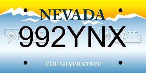 992YNX Nevada License Plate