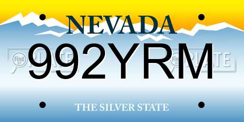 992YRM Nevada License Plate