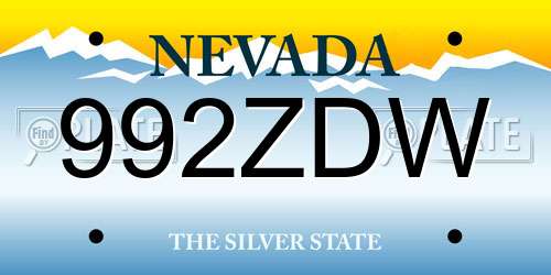 992ZDW Nevada License Plate