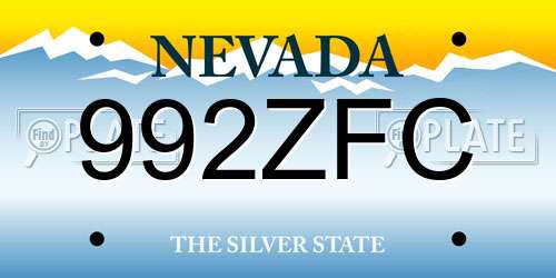 992ZFC Nevada License Plate