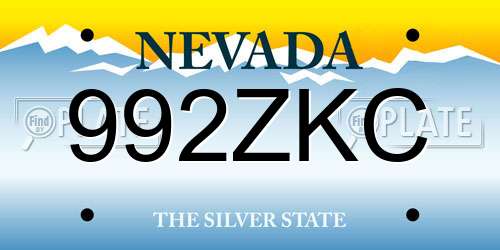 992ZKC Nevada License Plate