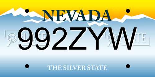 992ZYW Nevada License Plate